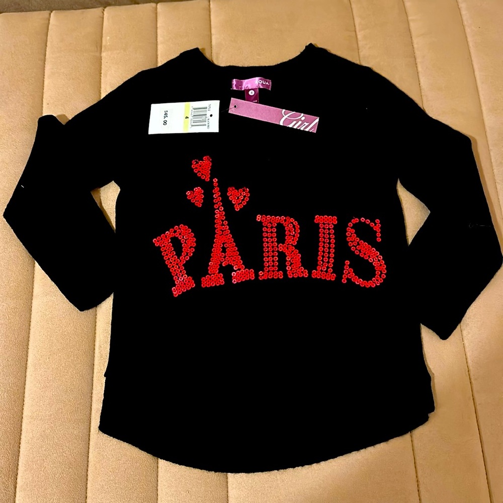 Aqua “Paris” sweater size 4 girls